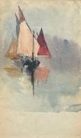Rhoda Holmes Nicholls (1854-1930) Sailboat, Venice Watercolor on paper 6 1/8 (window) x 3 5/8/ 11 x7 ½ (mat) Estate of the Artist Rhoda Holmes Nicholls Sailboat, Venice
