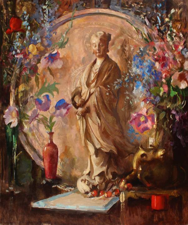 Edmund Charles Tarbell Still-life with Flowers and Statue, 1936