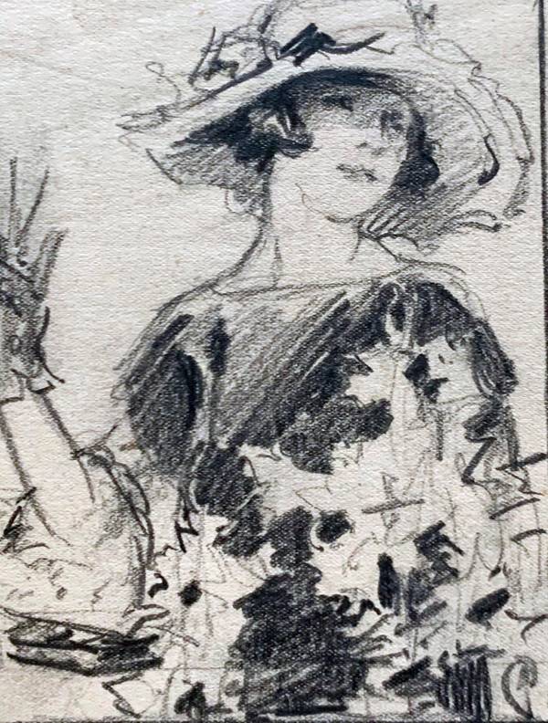 Mary Lane McMillan (1883-1976) Lady with Hat
Pencil on paper
4 3/4 x 3 5/8 inches
Signed verso Mary Lane McMillan Lady with Hat unframed