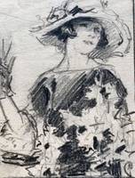 Mary Lane McMillan Lady with Hat unframed