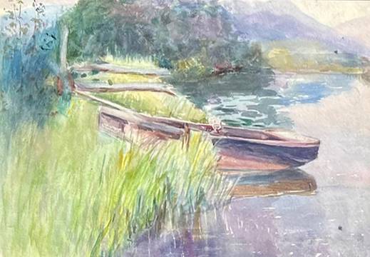 Rhoda Holmes Nicholls Docked Rowboat in Marsh