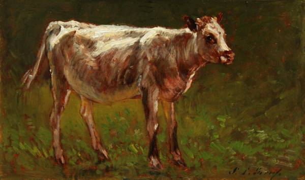 Samuel Lancaster Gerry (1813-1891)
Cow in a Landscape
Oil on board
5 ½ x 9 1/8 inches
Signed lower right Samuel Lancaster Gerry Cow in a Landscape unframed