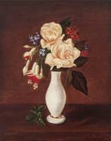 Sarah E. Davis Still Life of Roses in an Alabaster Vase