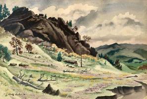 Adolphe Dehn (1895-1968)
Rocks and Rockies
Watercolor on paper
14 ½ x 21 ½ inches (sight)
Signed lower left and dated ‘41 Adolphe Dehn Rocks and Rockies unframed