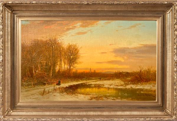 George Herbert McCord Winter Twilight Scene with Figures