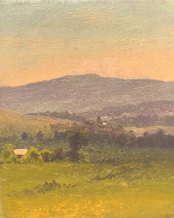 Walter Launt Palmer (1854-1932) Sunset in the Catskills July 1872 Oil on paper mounted on canvas 9 3/8 x 7 5/8 inches inscribed verso July 1872 Estate of the Artist Walter Launt Palmer Sunset in the Catskills July 1872 unframed