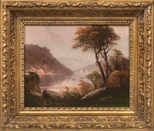 JOHN MARTINI, JR. (J. D. MARTINI) (Fl. 1890’s)
Fall in the Hudson Highlands, 1894
Oil on board
8 x 10 inches (each)
Signed and dated 1894, lower right Martini Fall in the Hudson Highlands Framed