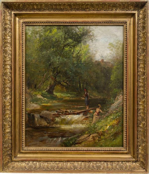 Samuel Lancaster Gerry Ladies Hiking in the White Mountains Framed
