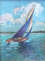 Earl Thatcher (1872-1929) Yachting in Bermuda, 1909, oil on canvas, 12 1/4 x 9 1/4 inches, Signed and dated 1909, lower right Earl Thatcher Yachting in Bermuda