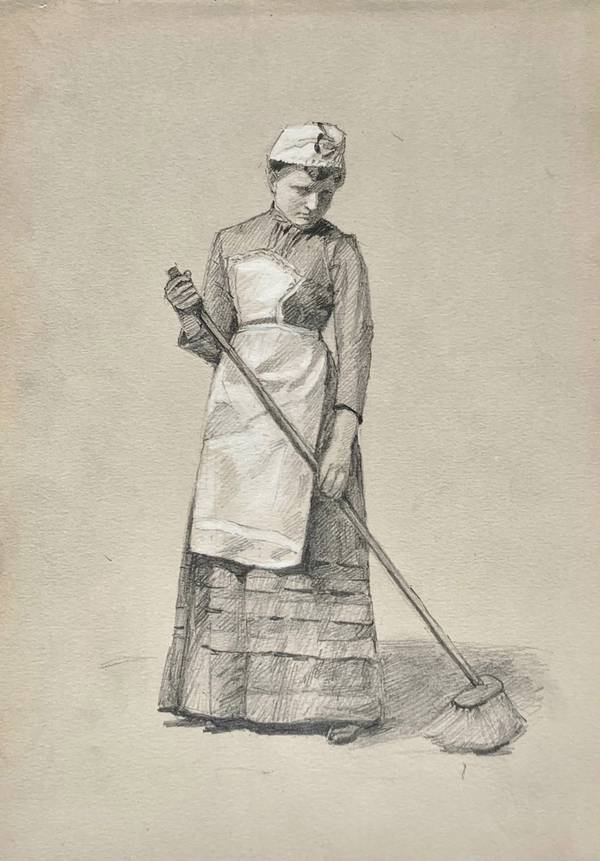 Mary Cummings Browne Woman Sweeping, c. 1870-1880