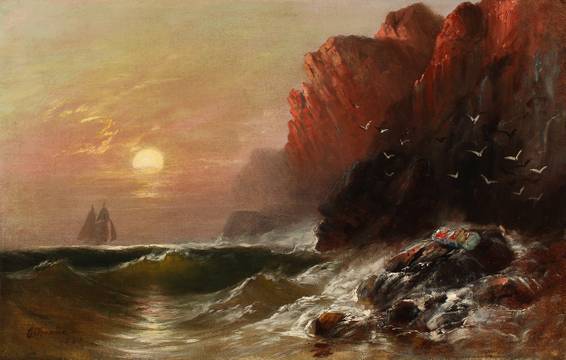 Elizabeth Gilbert Jerome Sunset along a Rocky Coast, 1860