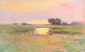 Edward Dearborn Everett (1818-1903)
Marsh at Sundown
Watercolor on paper
6 ½ x 10 ¾ inches
Signed lower right
Edward Dearborn Everett Marsh at Sundown unframed