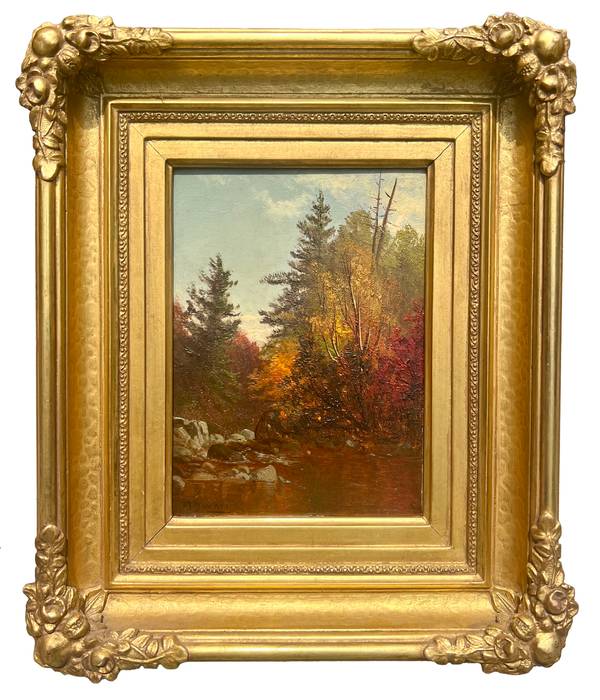 Alfred Thompson Bricher (1837-1908) Woodland Interior, New Hampshire Oil on canvas 8 x 6 inches Signed lower left Alfred Thompson Bricher Woodland Interior, New Hampshire