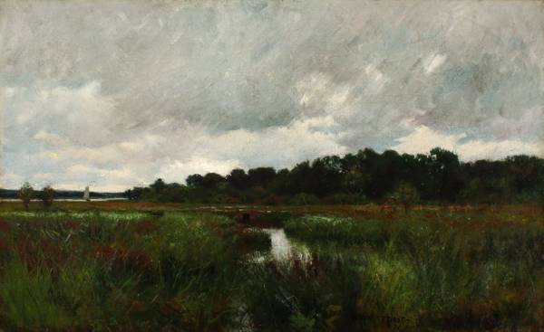 William Merritt Post (1856-1935)
Bridge in the Marshes
Oil on canvas
16 x 26 inches
Signed and inscribed NY, lower right William Merritt Post Bridge in the Marshes