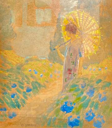 Whitney Myron Hubbard Lady with Parasol in Garden