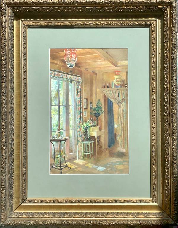 Mary Lane McMillan (1883-1976) Interior of Artist’s Home, c. 1955 Mixed media on paper
16 x 10 inches
Estate stamp verso Mary Lane McMillan Interior of Artist’s Home, c. 1955