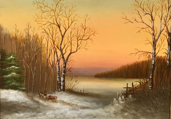 Elizabeth Webb (1864-1954) Pair of Landscapes: Summer and Winter Oil on board 9 x 12 inches-each Signed verso Elizabeth Webb Pair of Landscapes: Summer and Winter