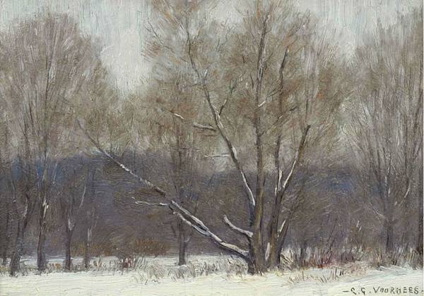 CLARK GREENWOOD VOORHEES (1871-1933)
Winter Forest
Oil on board
6 x 9 inches
Signed lower right Clark Greenwood Voorhees Winter Forest Unframed