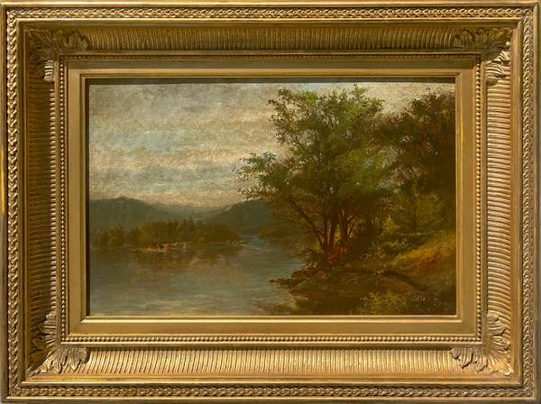 Julie Hart Beers (1835-1913) River Landscape Oil on canvas 11 ¼ x 17 ½ inches Signed lower right Julie Hart Beers River Landscape