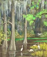 Jean Fleming Egrets in the Creek unframed