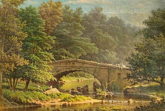 Frederick DeBourg Richards Cattle Crossing Stone Bridge, 1874