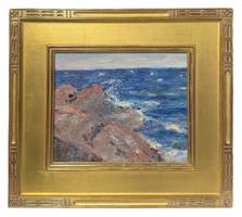 Carolyn Campbell Mase (1859-1948) Rocky Coast Oil on canvas board 10 1/8 x 12 1/8 inches Estate of the Artist Carolyn Campbell Mase Rocky Coast