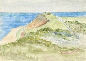 Carolyn Campbell Mase (1858-1948) Oceanside Cliff Watercolor on paper 5 x 7 inches Estate of the Artist Carolyn Campbell Mase Oceanside Cliff