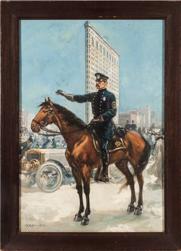 Frank Tolles Chamberlain  Policeman on Horseback, Flatiron Framed 