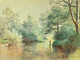 William Stanley Haseltine (1835-1900)
Ubersee, Bavaria
Watercolor on paper
13 ¾ x 20 ½ inches
Signed lower right William Stanley Haseltine Ubersee, Bavaria unframed