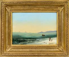 Mattie C. Voorhees
Coastal Landscape, 1879
Oil on Panel
5 3/8 x 8 5/8 inches
Signed and dated 1879, lower right
Mattie C. Voorhees Coastal Landscape, 1879