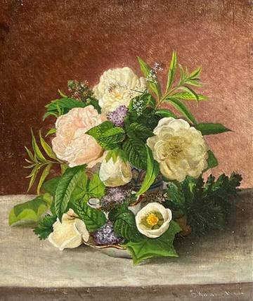 Elizabeth Williams Floral Still Life with Peonies, 1866