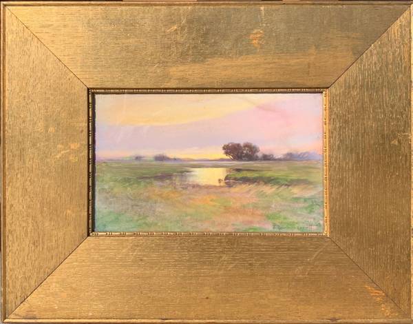 Edward Dearborn Everett (1818-1903)
Marsh at Sundown
Watercolor on paper
6 ½ x 10 ¾ inches
Signed lower right
Edward Dearborn Everett Marsh at Sundown