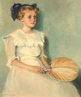 Mary Lane McMillan (1883-1976) Girl with Fan, c. 1911
Watercolor on paper
11 1/2 x 9 inches
Signed lower left Mary Lane McMillan Girl with Fan unframed