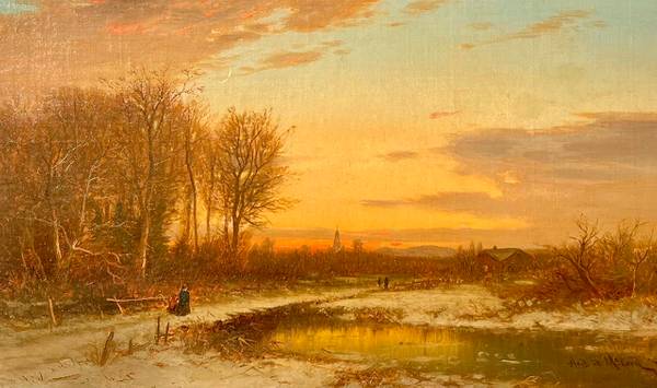 George Herbert McCord Winter Twilight Scene with Figures