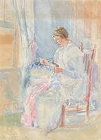 Rhoda Holmes Nicholls Woman Sewing beside a Window