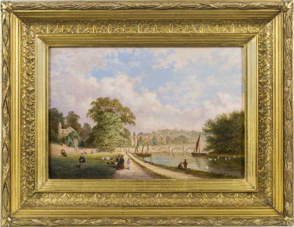 George Henry Burgess  The Old Bridge, Richmond Hill, and Part of the River Near Queen Elizabeth's Palace Framed