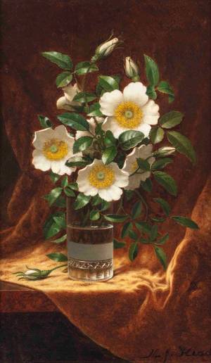 Martin Johnson Heade (1819-1904) Oil on Canvas 20 x 12 inches Signed lower right
Martin Johnson Heade Cherokee Roses unframed