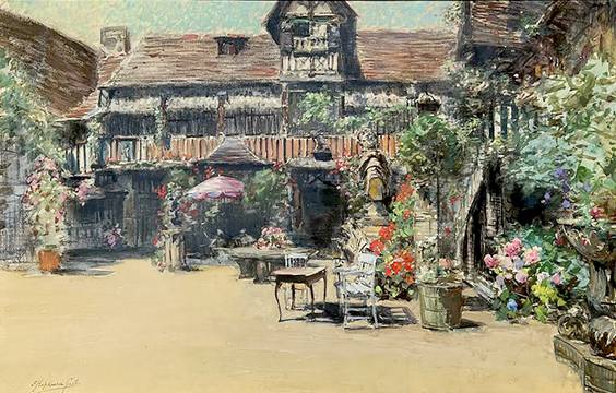 Francis Hopkinson Smith The Courtyard at the Inn of William the Conqueror, Ca. 1905-1910