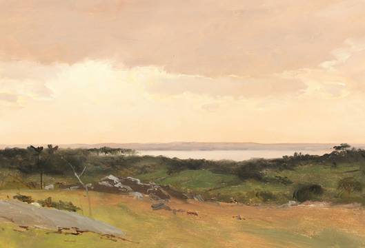 Lockwood De Forest Coast of Maine, Rocky Field and Clouds