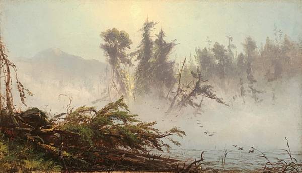 James McDougal Hart (1828 -1901)
Misty Morning, Lake Placid, 1860
Oil on canvas
6 ¼ x 10 ½ inches
Signed and dated 1860, lower left James McDougal Hart Misty Morning, Lake Placid, 1860 unframed