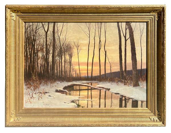 Lockwood DeForest (1850-1932) Winter Twilight Oil on board 21 1/2 x 29 1/2 inches Signed lower left Lockwood DeForest Winter Twilight