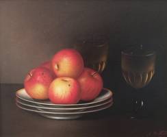 Amanda M. McLean Still-life with Apples and Wine Unframed