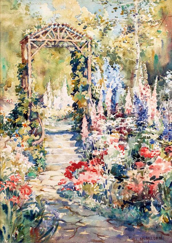Mary Lane McMillan (1883-1976)
The Garden Path
Watercolor on paper
16 x 11 inches
Signed lower right Mary Lane McMillan The Garden Path unframed