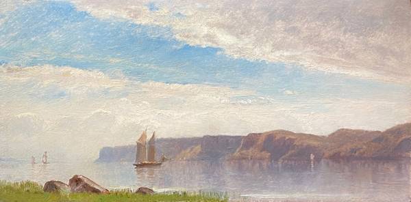 Samuel Colman (1832–1920)
Palisades on the Hudson
Oil on card
5½ x 10½ inches Samuel Colman Palisades on the Hudson