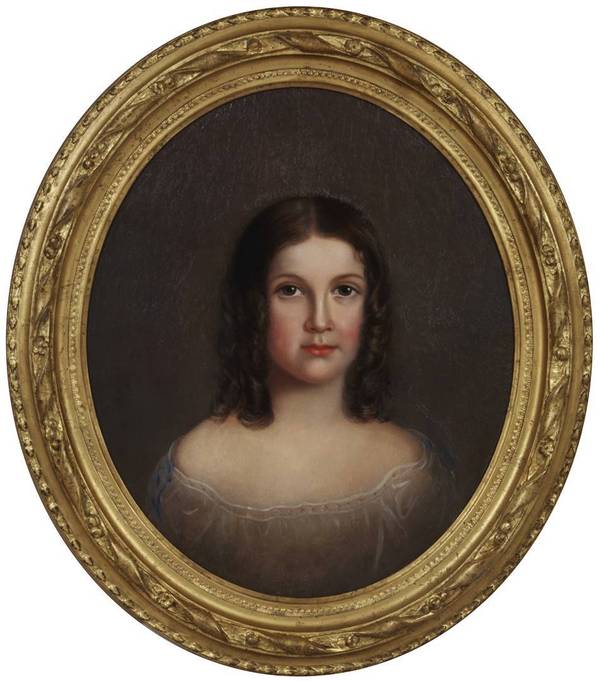 Mary Jane Peale (1827-1902)
Clara E. Peale, 1858
Oil on canvas laid on panel
20 1/8 x 17 ½ inches
Mary Jane Peale Clara E. Peale, 1858