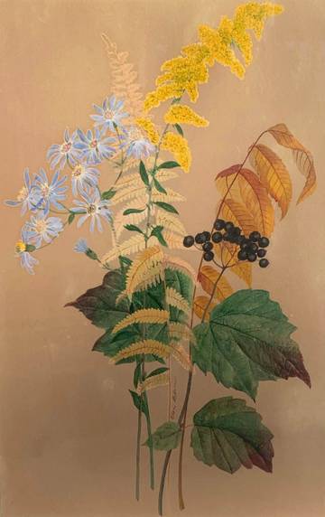Ellen Robbins Still-life of Flowers, Fern and Berries