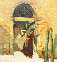 Rhoda Holmes Nicholls Woman Waiting in Doorway, Venice