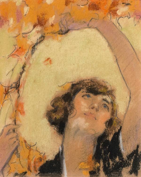 Mary Lane McMillan (1883-1976) Woman Looking Upward, c. 1920
Pastel and pencil on paper
5 x 4 inches
Estate stamp verso Mary Lane McMillan Woman Looking Upward, c. 1920