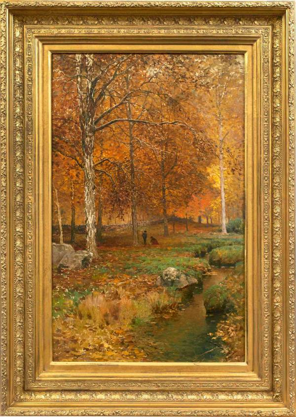FRANK ANDERSON (1844-1891)
Gathering Leaves, 1883
Oil on canvas
24 1/4 x 15 5/16 inches
Signed and dated 1883, lower left Anderson_Leaves_Framed.jpg