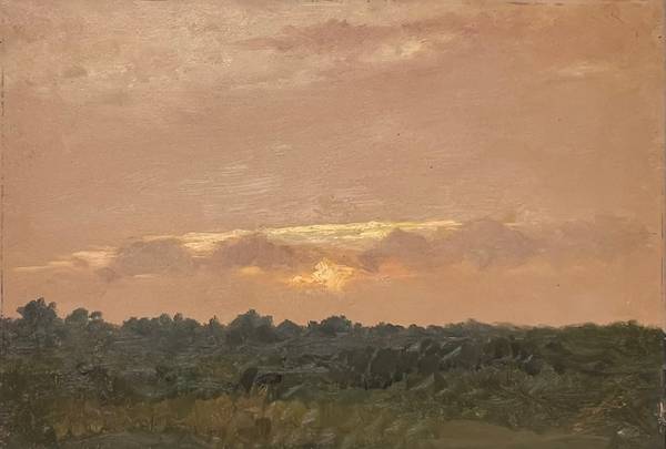 Lockwood DeForest Orange Clouds, Green Field 